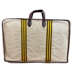 Vintage HERMES Canvas Calfskin Travel Bag XL