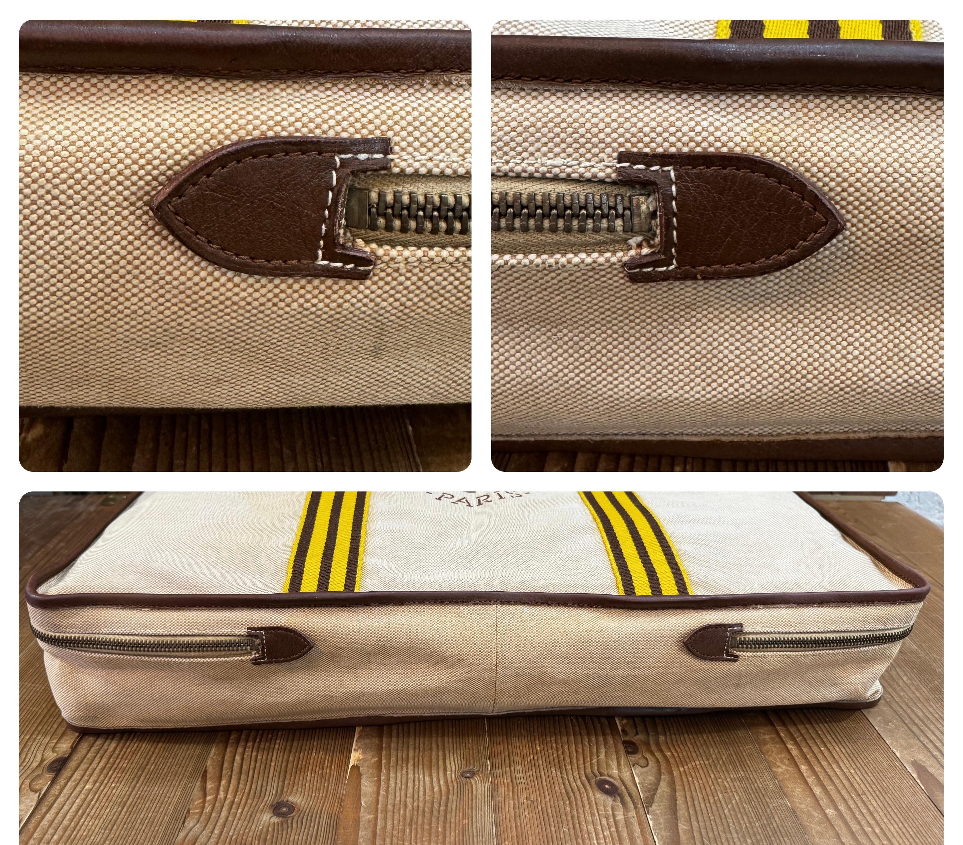 Vintage HERMES Sac de voyage en toile de veau XL en vente 2
