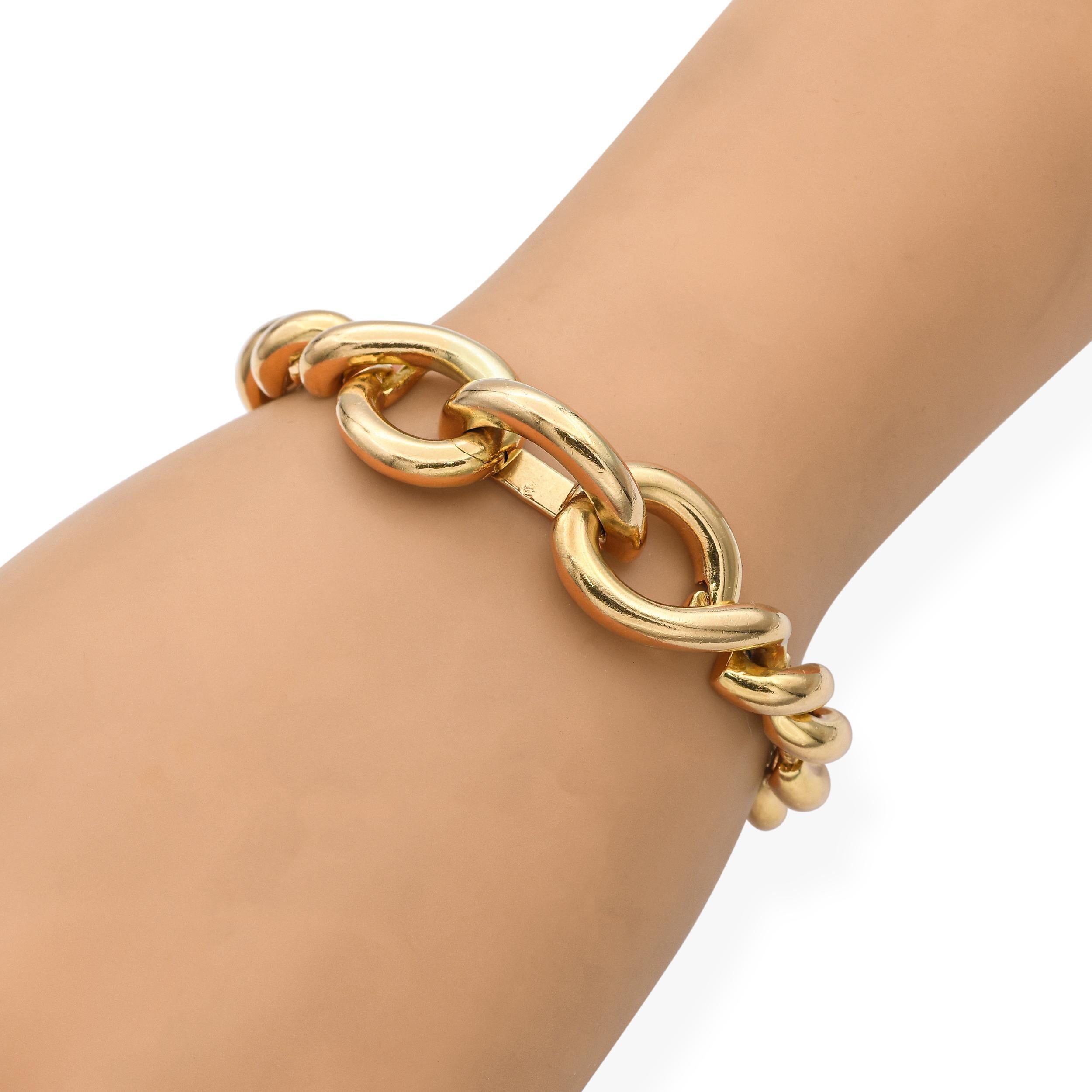 Vintage Hermès Torsade 18k Yellow Gold Link Bracelet In Excellent Condition In New York, NY