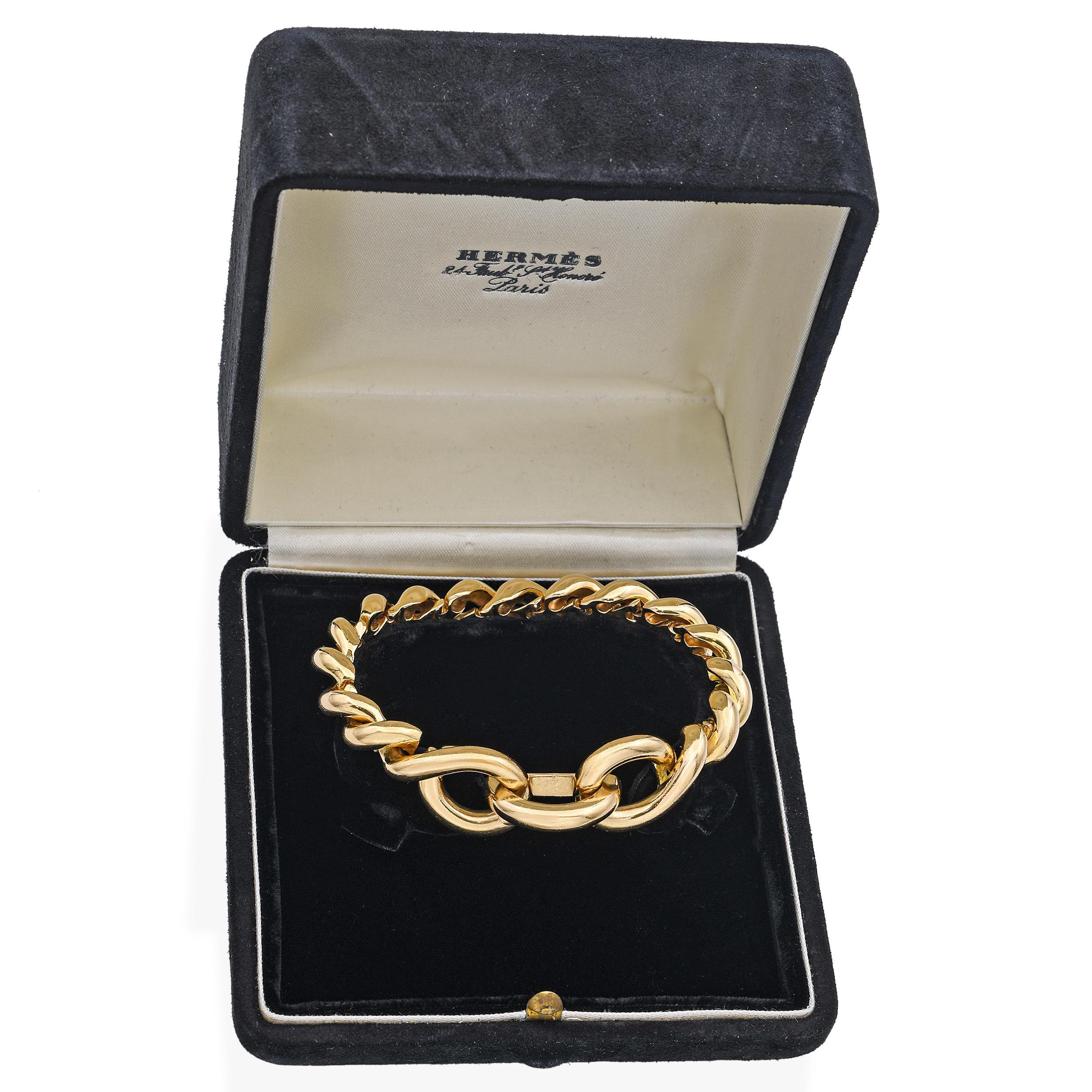 Women's Vintage Hermès Torsade 18k Yellow Gold Link Bracelet