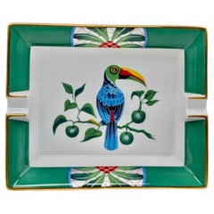 Vintage Hermès „Toucans“ – Zigarrenaschenbecher / Geldablage aus feinem Limoges-Porzellan (GM)