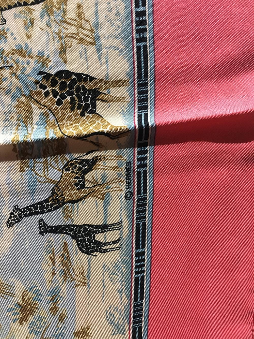 Vintage Hermes Tropiques Silk Scarf in Pink c1980s In Good Condition In Philadelphia, PA