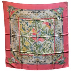 Vintage Hermes Tropiques Silk Scarf in Pink c1980s