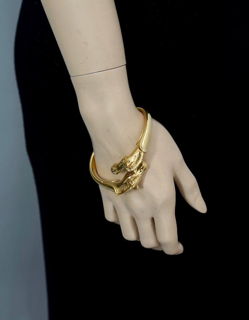 Vintage HERMES Twin Horse Head Gold Bracelet 3