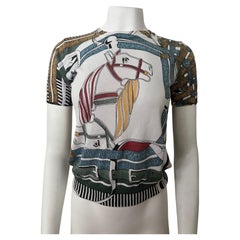 Vintage Hermes White & Multicolored T- Shirt Top