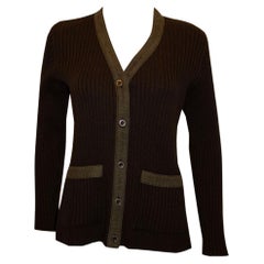 Vintage Hermes Wool and Suede Cardigan