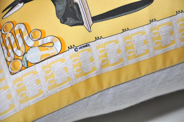 Vintage Hermes Yello Gold Black Silk Scarf and Irish Linen ...