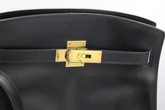 Vintage  HermesKelly Sport GM Bag in Black Box Leather