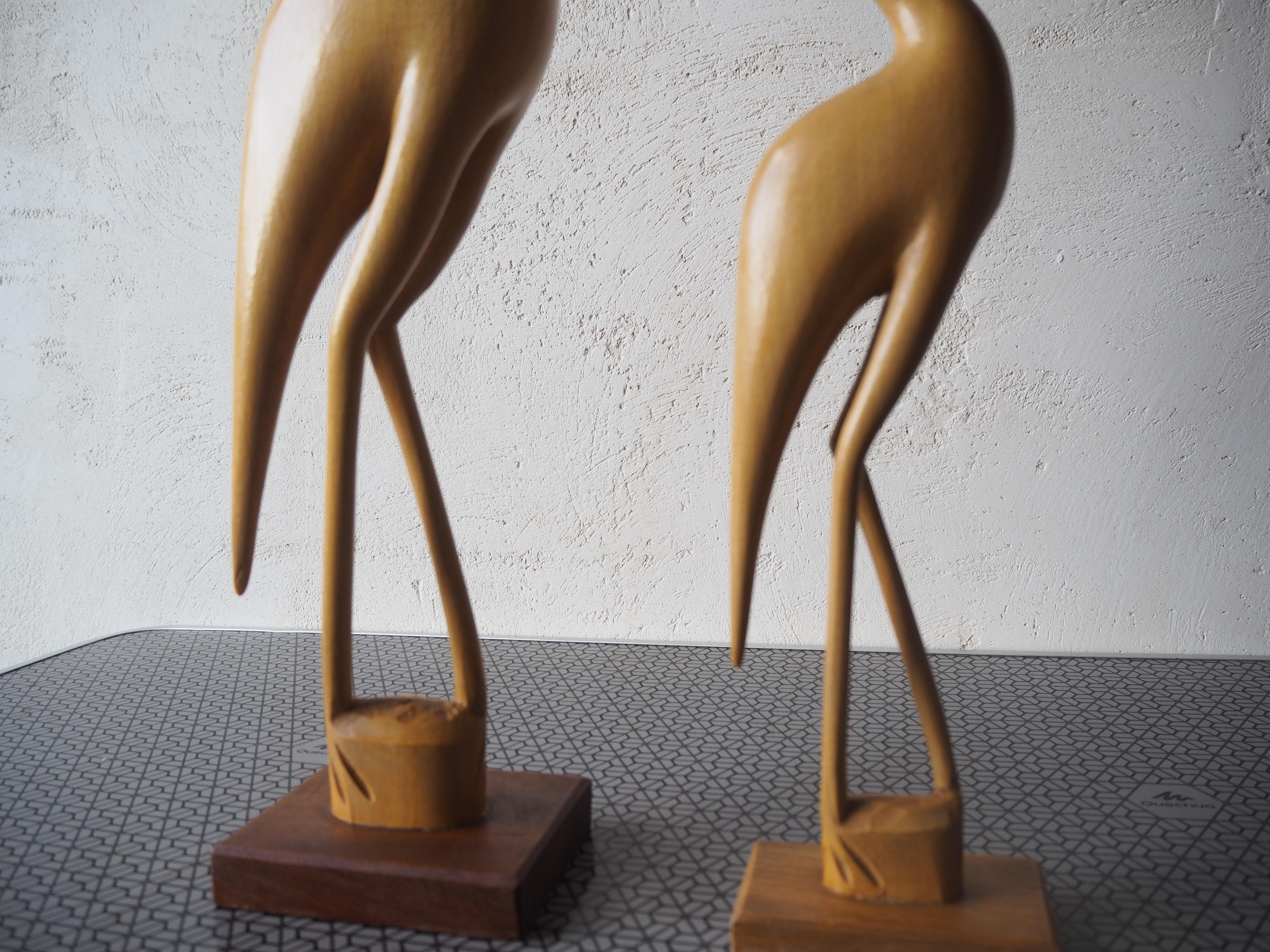 Vintage Herons Statue, Wood Wood, Brussel Style 1970s en vente 4