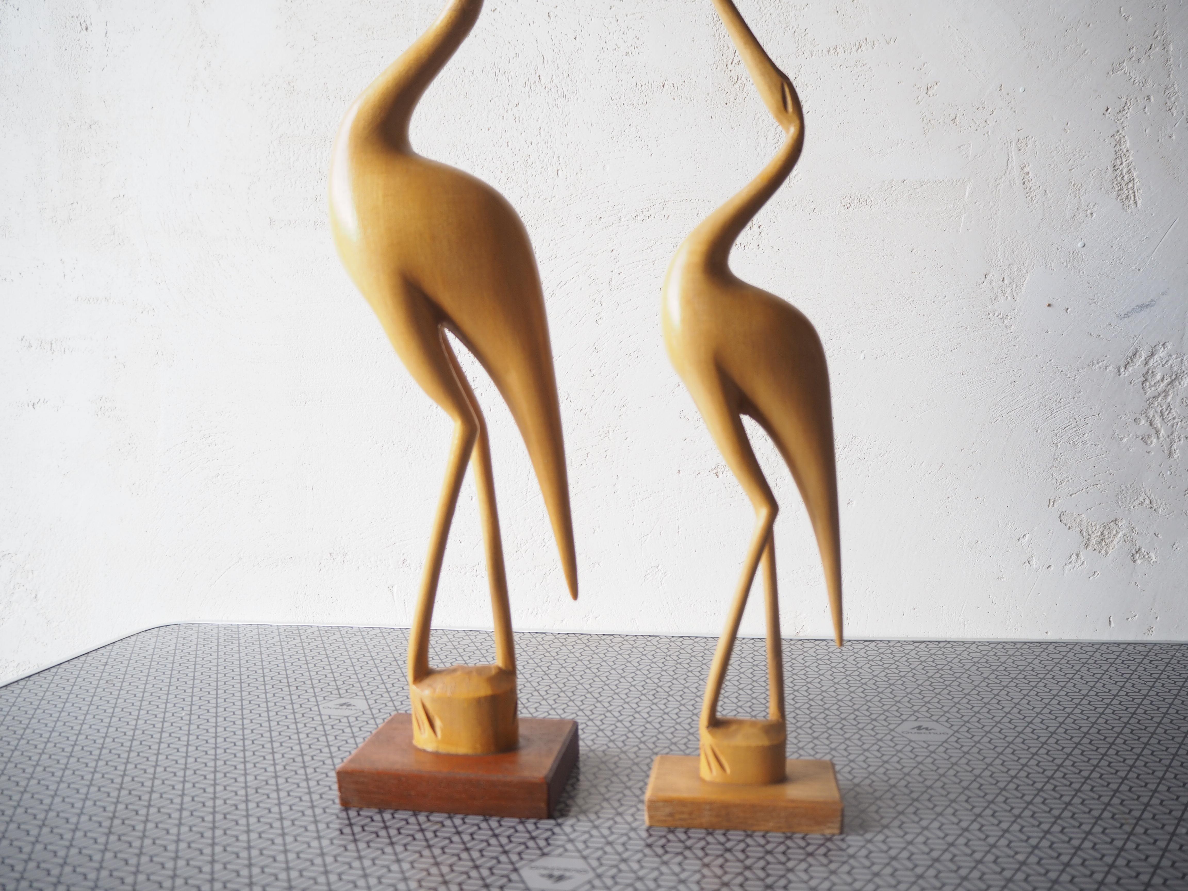 Vintage Herons Statue, Wood Wood, Brussel Style 1970s en vente 6