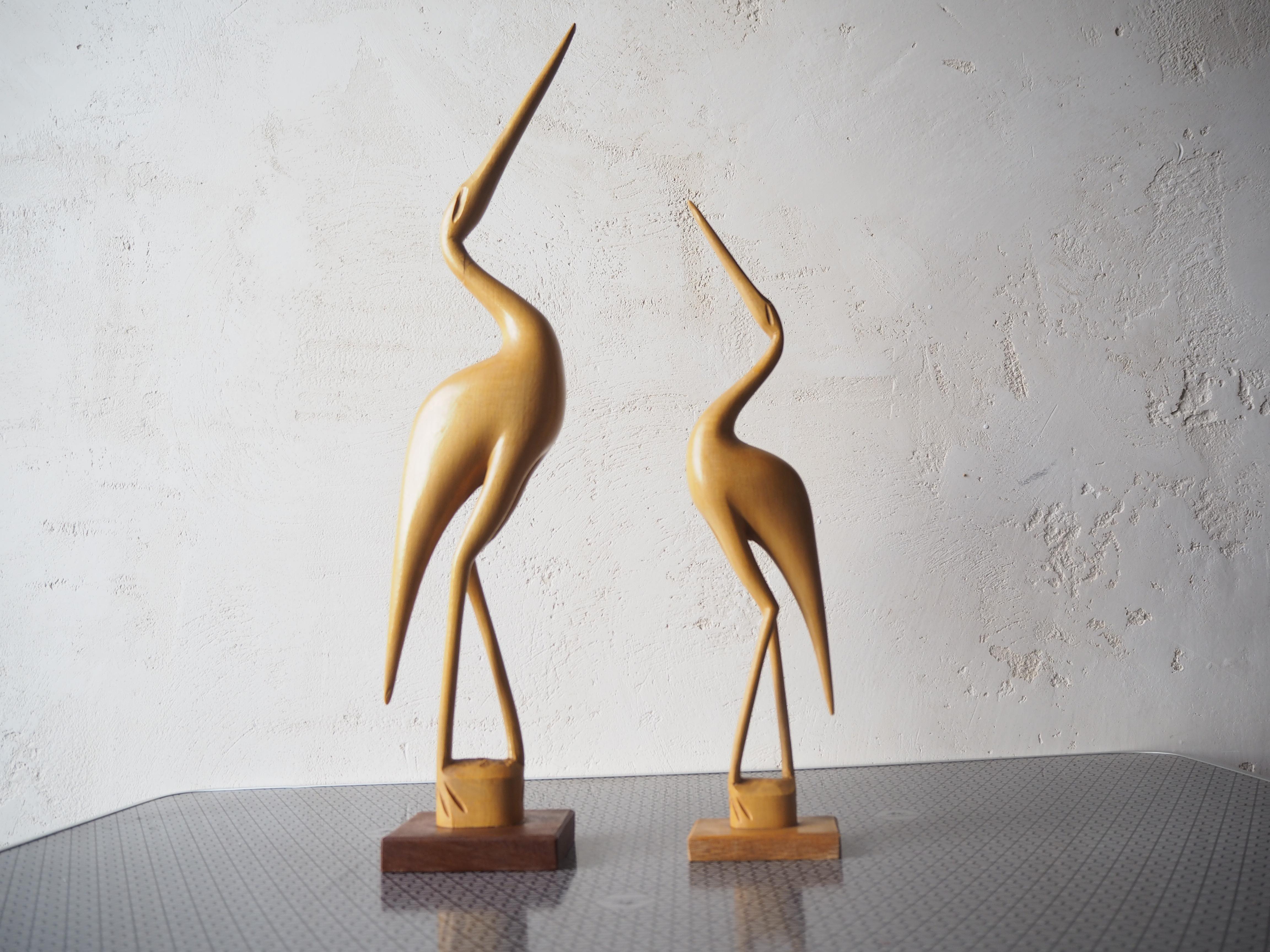 Vintage Herons Statue, Wood Wood, Brussel Style 1970s Bon état - En vente à Praha, CZ