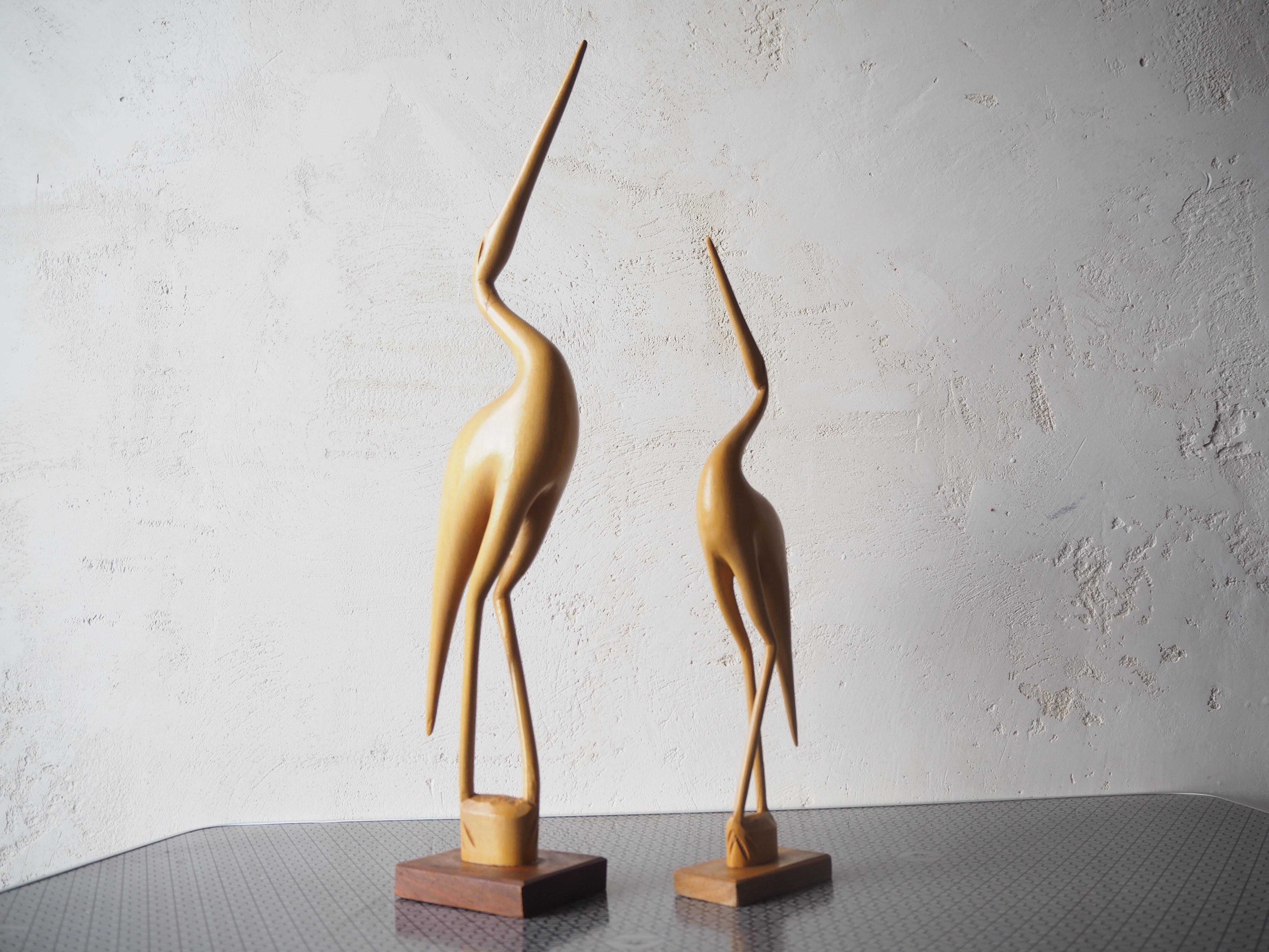 Fin du 20e siècle Vintage Herons Statue, Wood Wood, Brussel Style 1970s en vente