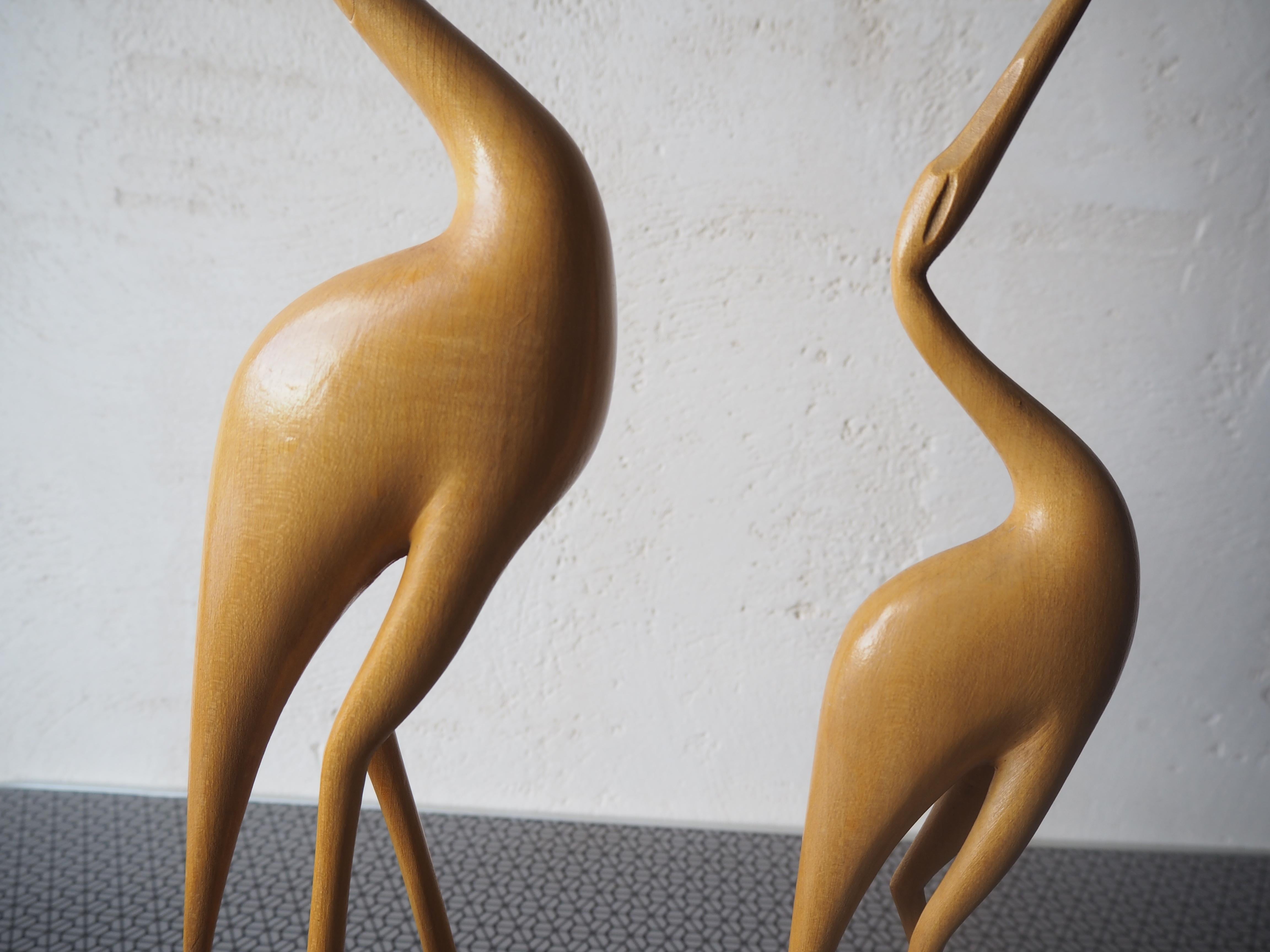 Vintage Herons Statue, Wood Wood, Brussel Style 1970s en vente 2