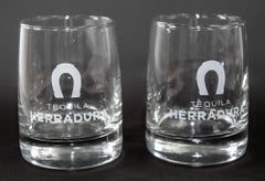Vintage Herradura Horse Shoe Logo Lowball Tumblers Set of 4 Collectible Barware