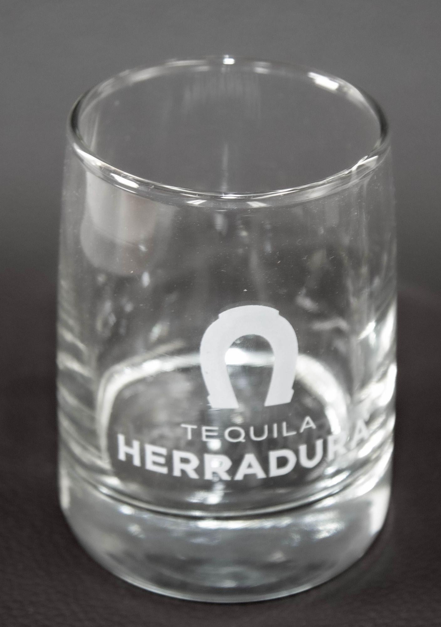Mexican Vintage Herradura Horse Shoe Logo Lowball Tumblers Set of 4 Collectible Barware For Sale