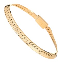 Vintage Herringbone Bracelet Wide 14 Karat Yellow Gold Italy Estate Fine Jewelry