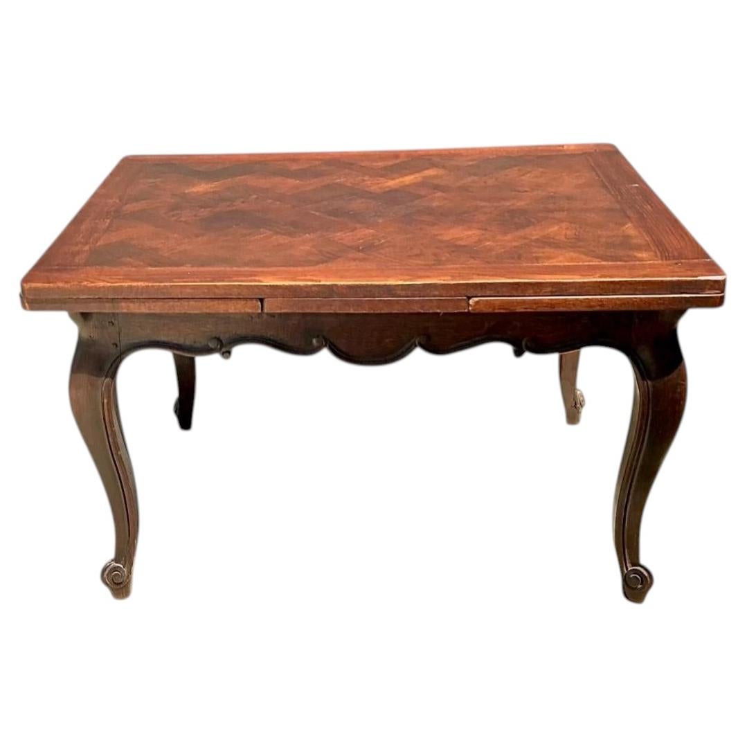 Vintage Herringbone Extendable Dining Table For Sale