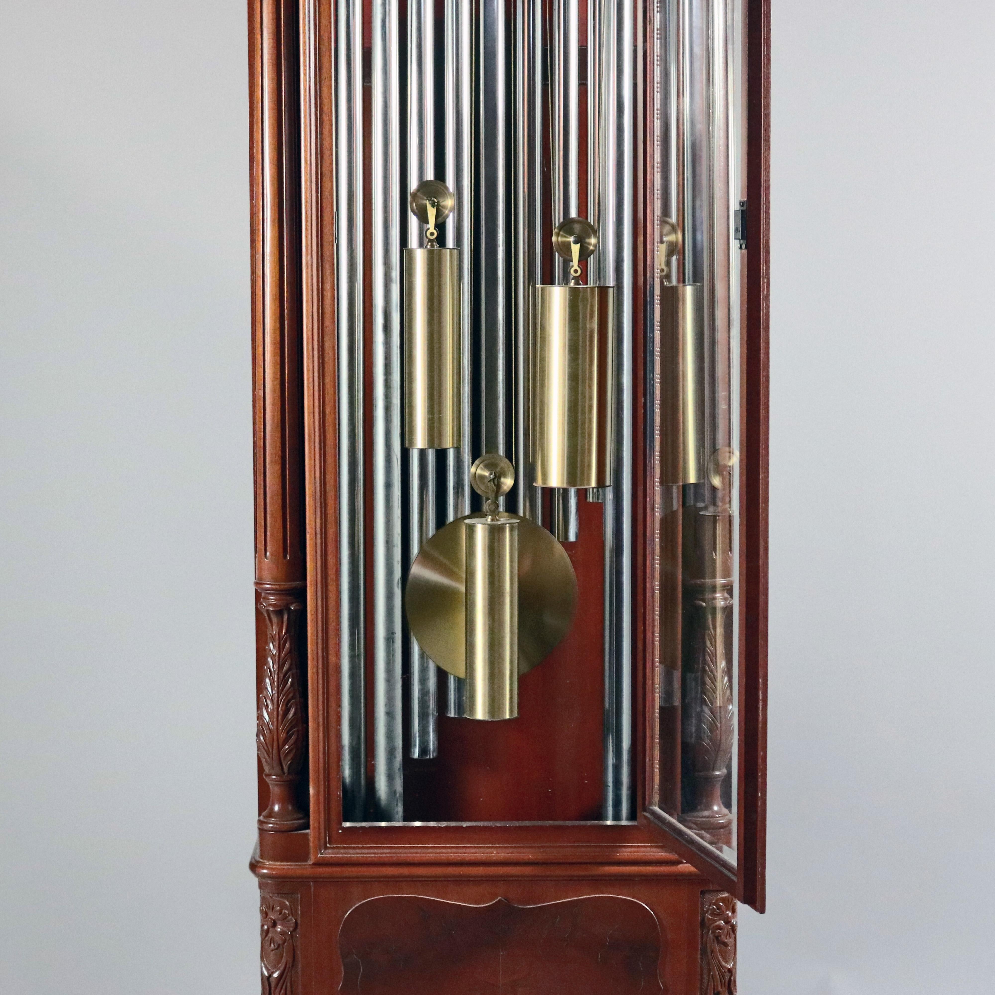 Vieille horloge Herschede 9-tubes en acajou sculpté:: 20ème siècle 3