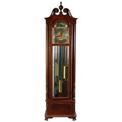 Vintage Herschede 9-Tube Carved Mahogany Long Case Clock, 20th Century