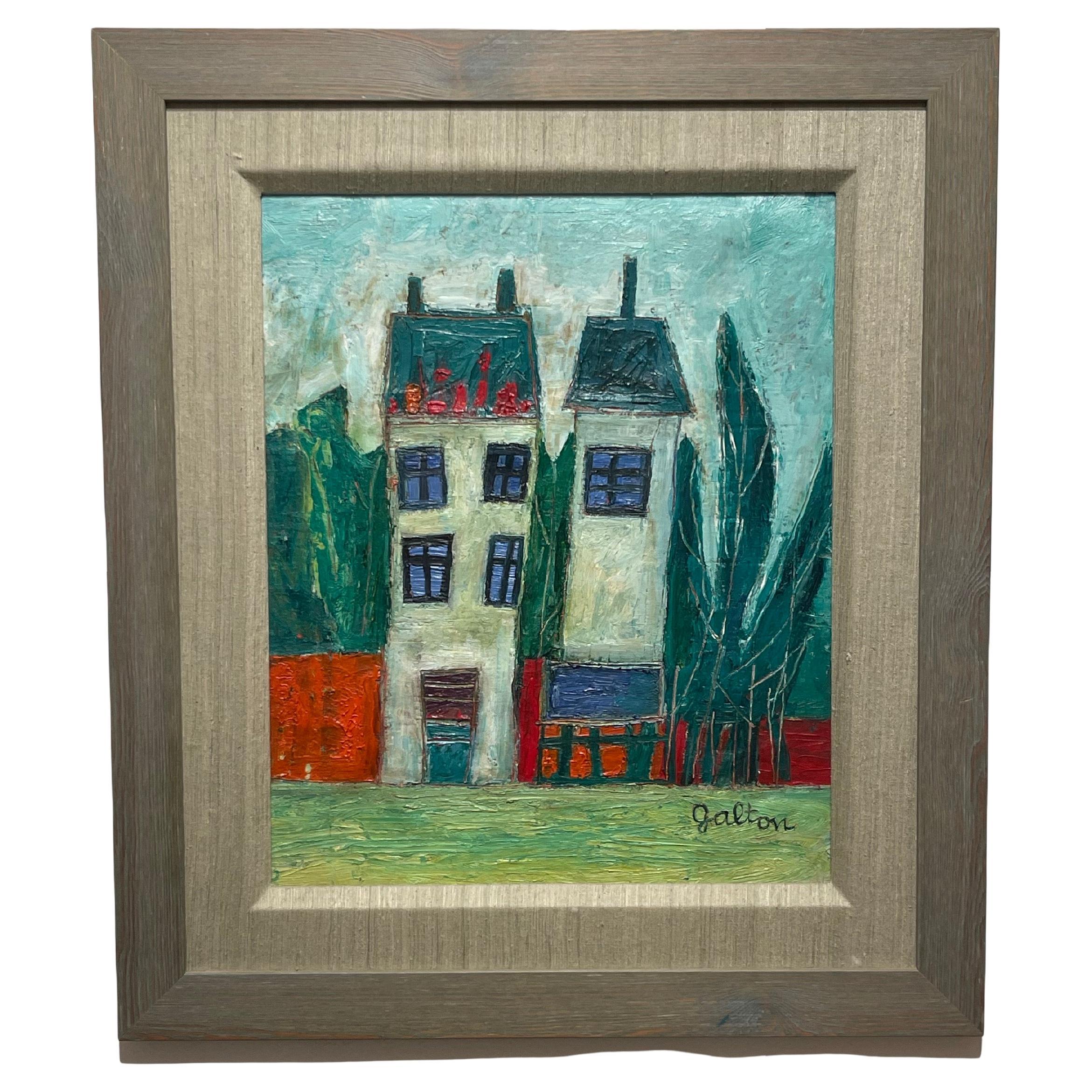 Vintage Herta Galton Abstrakt Gemischte Medien auf Leinwand im Angebot