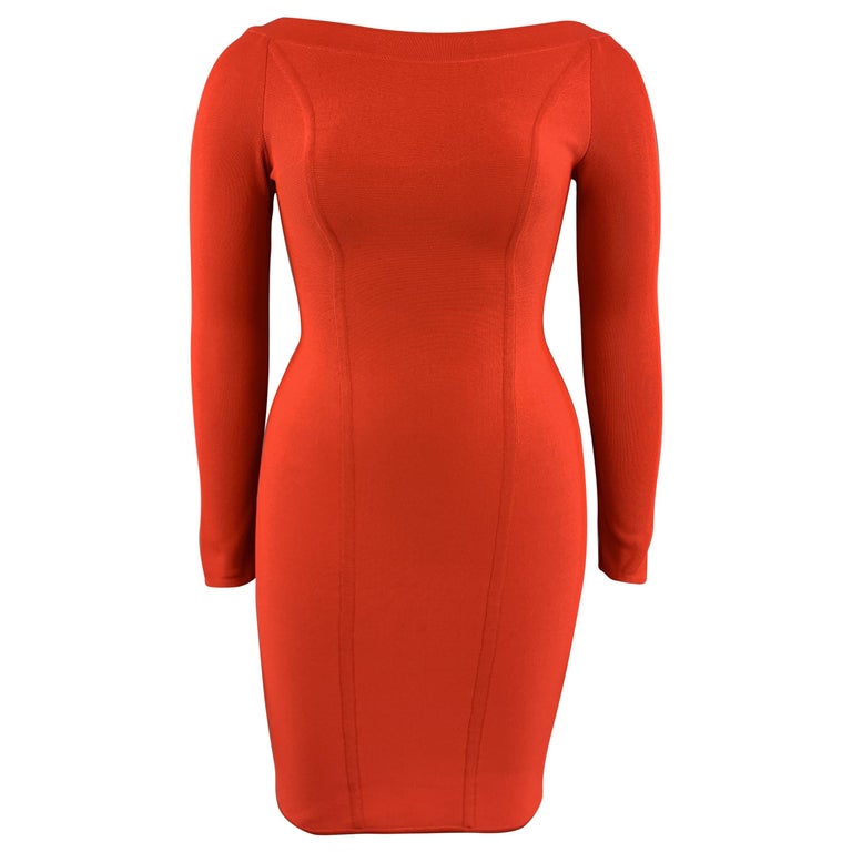 Vintage Herve Leger Size M Coral Red Open Back Long Sleeve Bandage Dress For Sale At 1stdibs Herve leger lipstick red sleeveless a line bruna bandage dress xxs $364 $1,495. vintage herve leger size m coral red open back long sleeve bandage dress