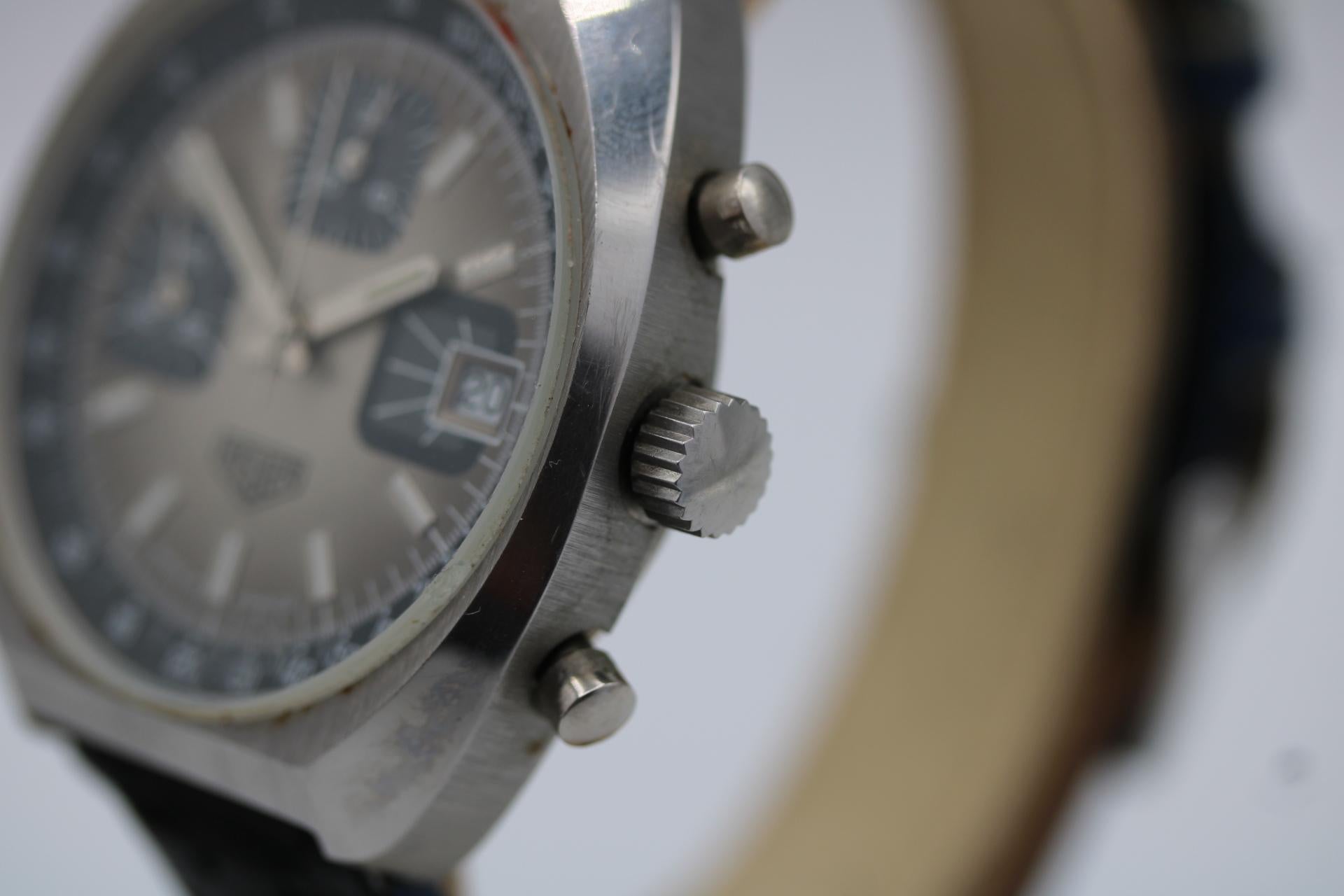 Vintage Heuer 1614 Cronógrafo  Valjoux 7735  Años 70 de fabricación francesa  Esfera rara en venta 1