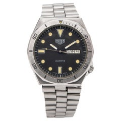 Vintage Heuer Diver Edelstahl Tag Datum Quarz Herrenuhr Ref. 980.004