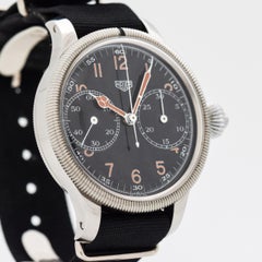 Vintage Heuer Monopoussoir Stainless Steel Watch, 1950s