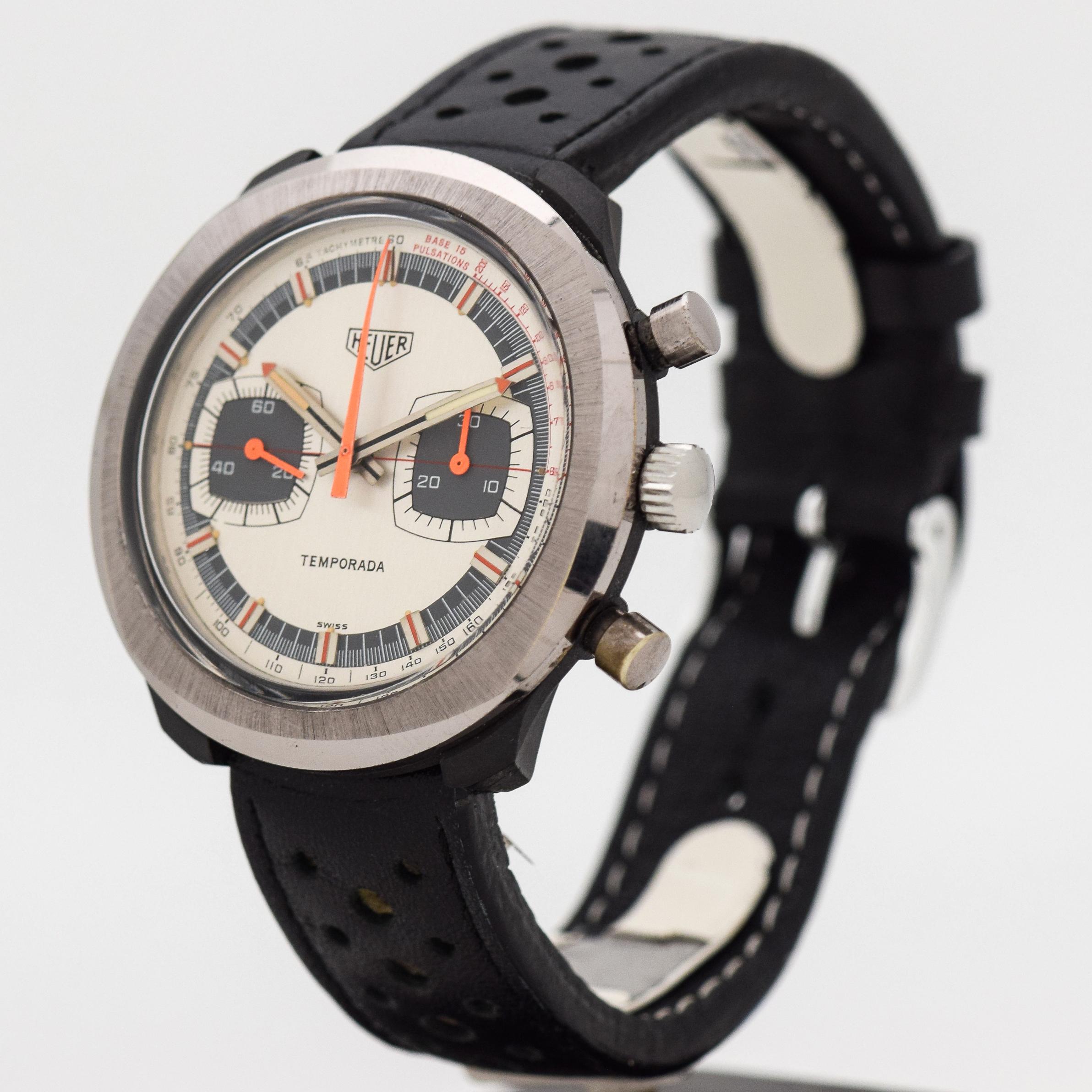 Vintage Heuer Temporado Stainless Steel and Plastic Watch, 1970s In Excellent Condition For Sale In Beverly Hills, CA