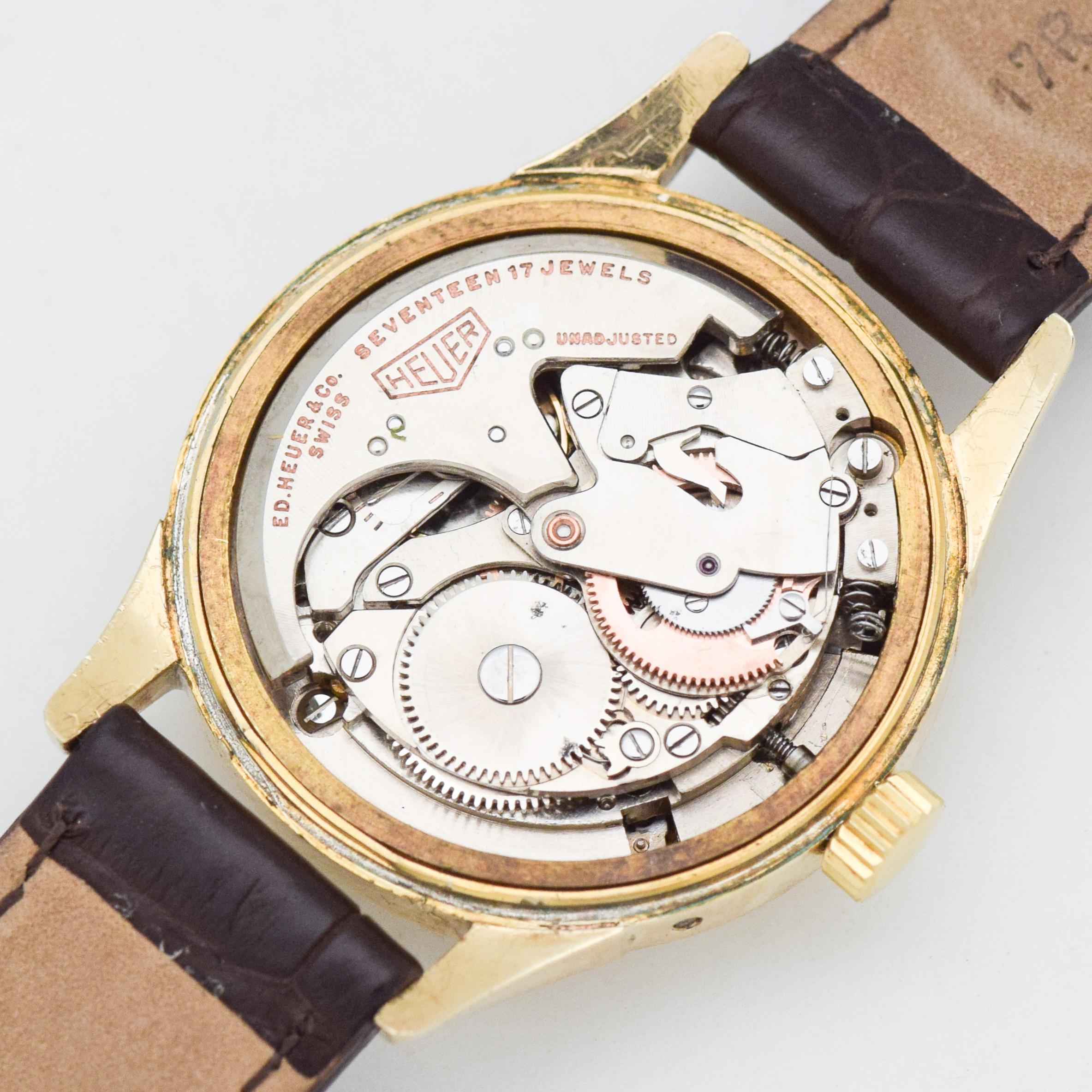 Vintage Heuer Triple Date 14 Karat Yellow Gold Plated Watch 3