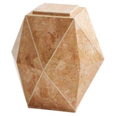 Vintage Post-Modern Geometric Stone Side Table