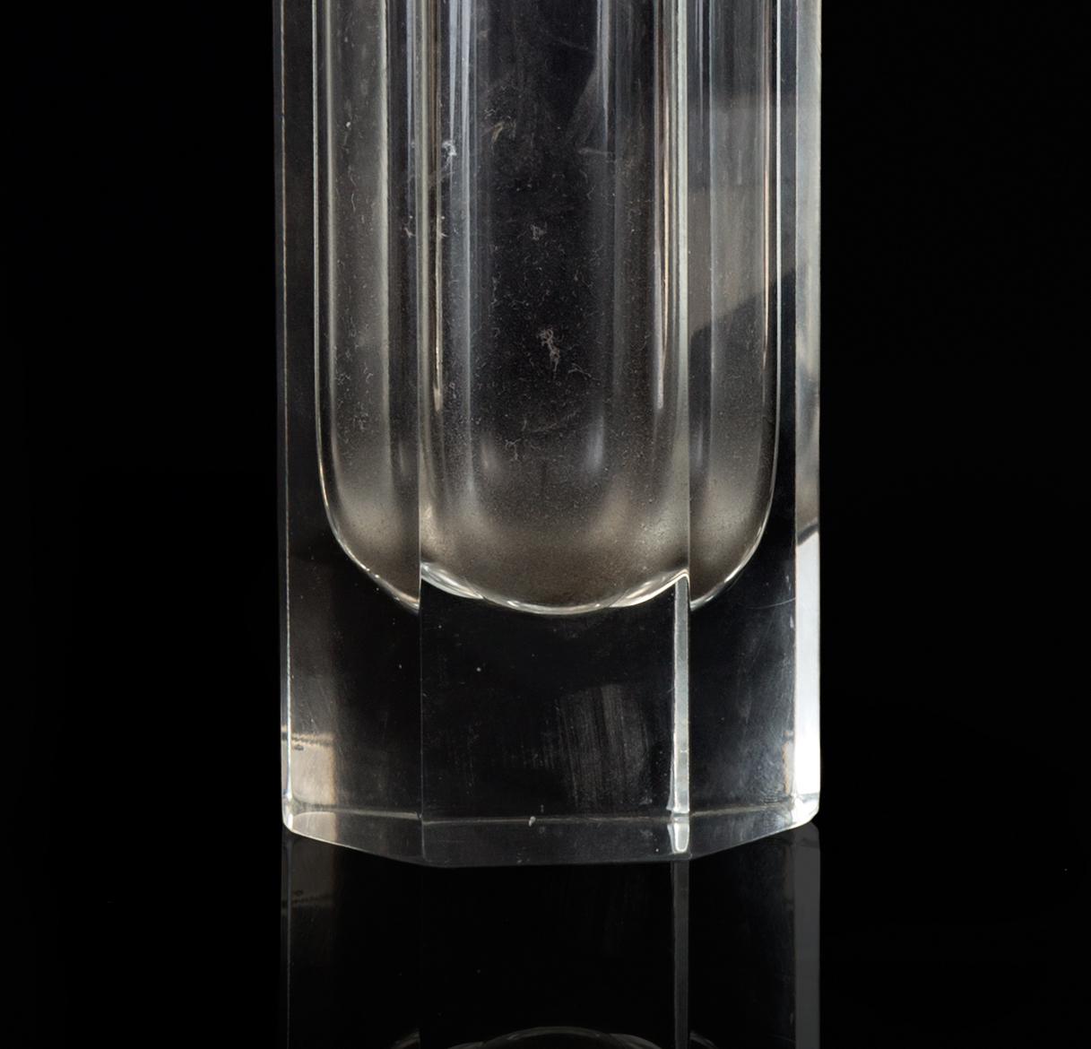 Italian Vintage Hexagonal Glass Vase, Italy, 1970s For Sale