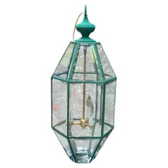 Vintage Hexagonal Hanging Lantern  Solid Brass Foyer Pendant Light