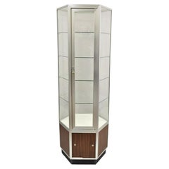 Retro Hexagonal Modern Glass Retail Jewelry Tall Display Case Stand Showcase