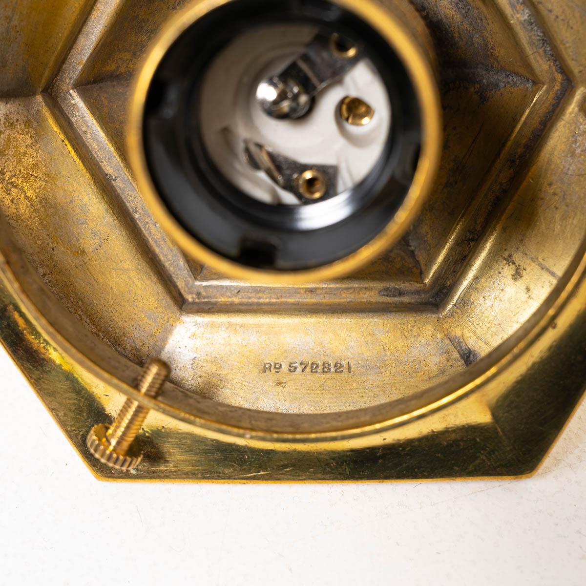 Vintage Hexagonal Polished Brass Pendant Lights with Vaseline Glass Shades For Sale 10