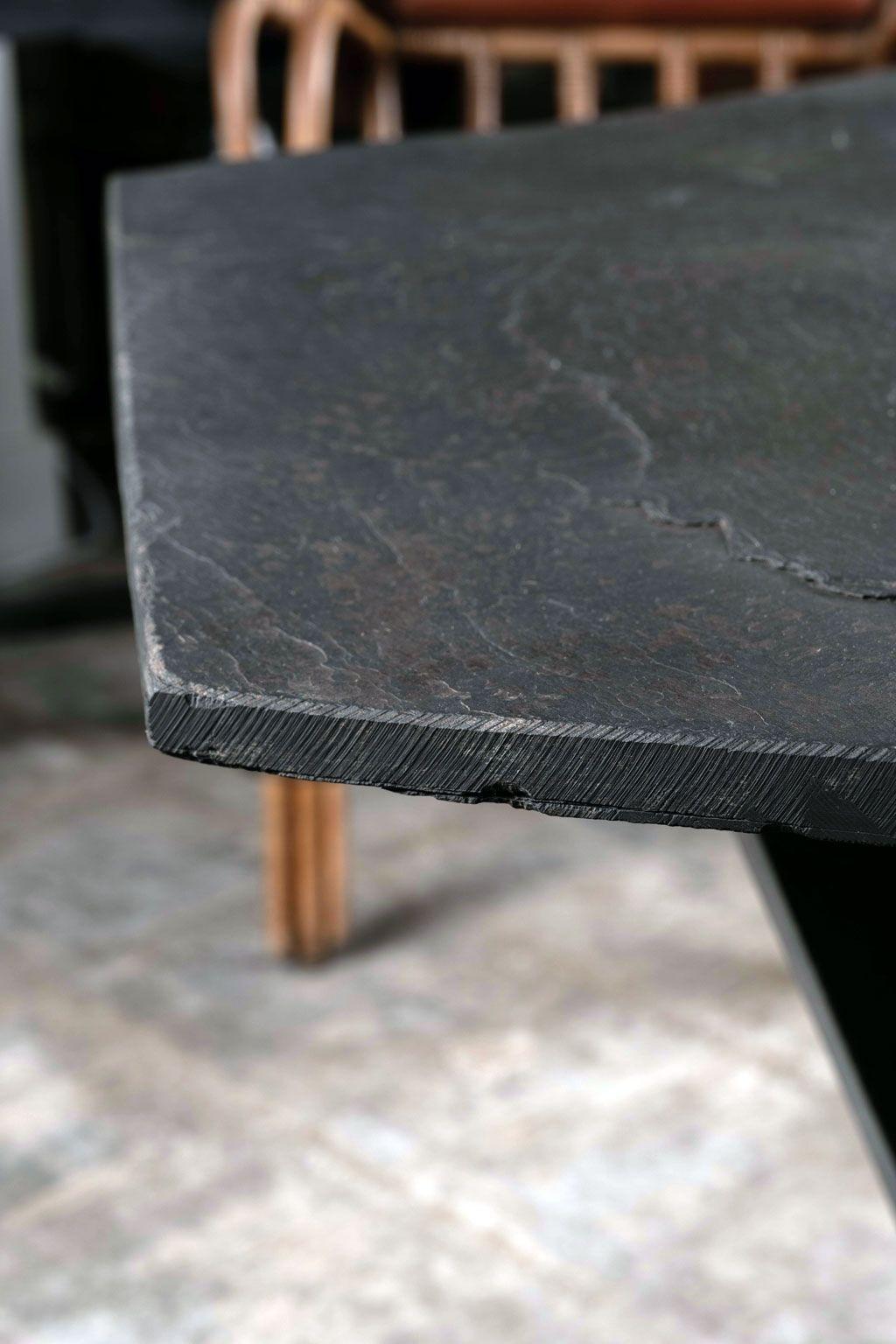 Vintage Hexagonal Shape Slate Table In Good Condition In Houston, TX