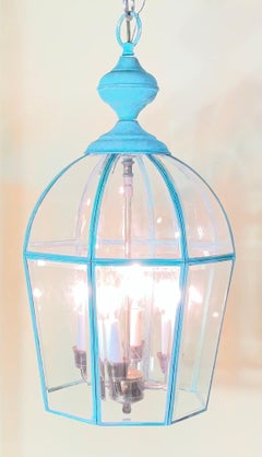 Vintage Hexagonal Solid Brass Hanging Lantern / Dome Pendant Light