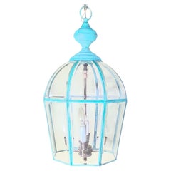 Vintage Hexagonal Solid Brass Hanging Lantern / Dome Pendant Light