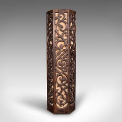 Vintage Hexagonal Stand, Oriental Rattan, Decorative Podium, Mid Century, C.1960