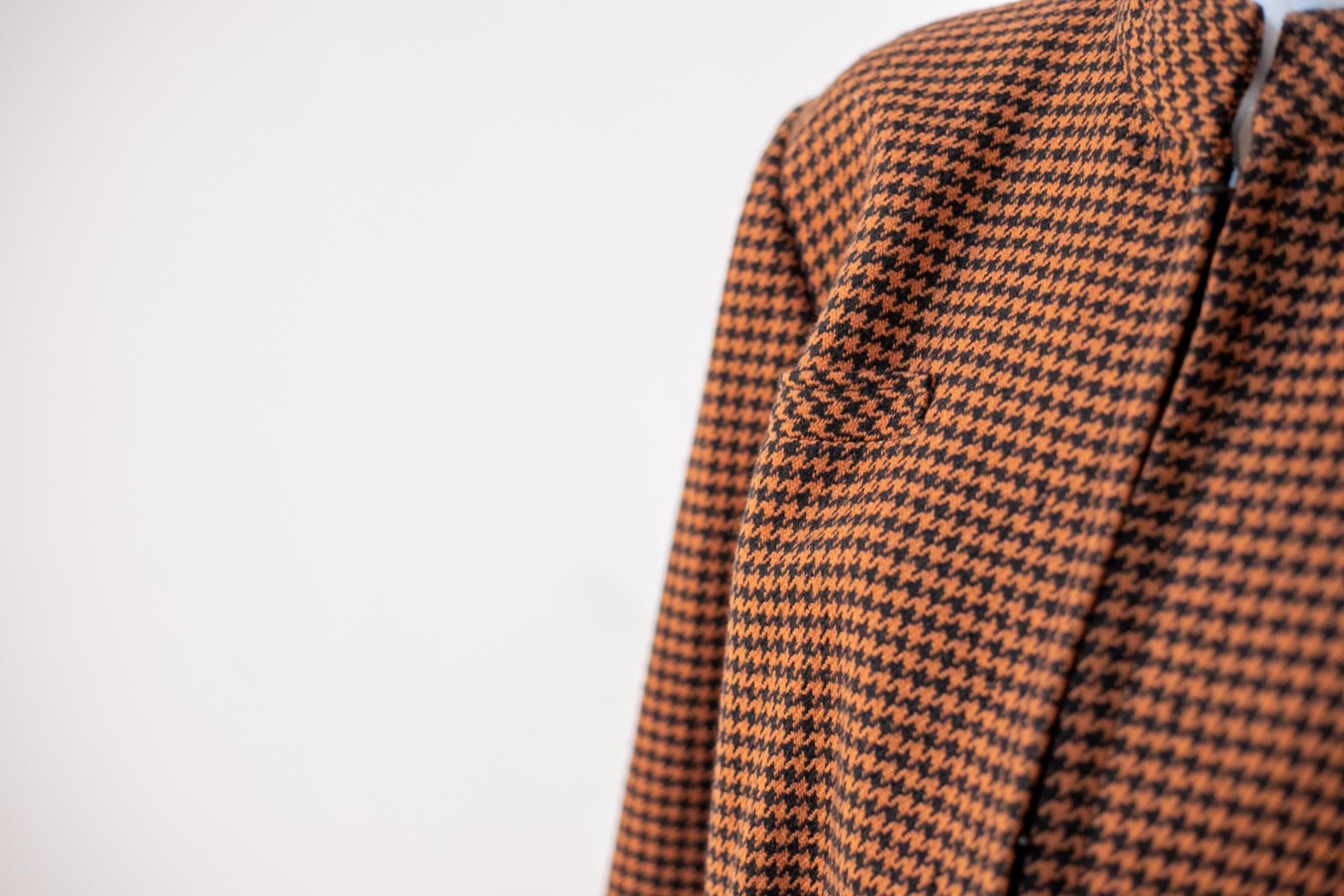 Brown Vintage Hexose Wool Houndstooth Jacket For Sale