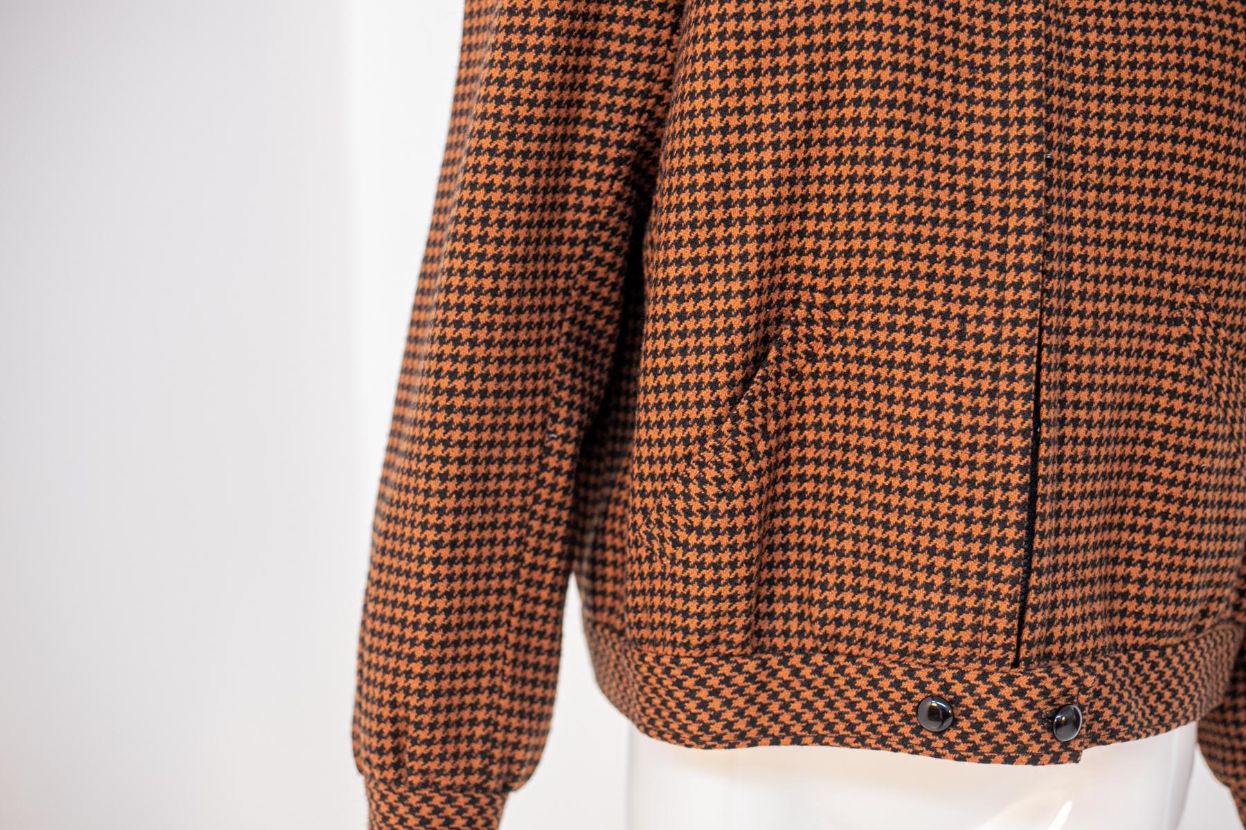 Vintage Hexose Wool Houndstooth Jacket In Good Condition For Sale In Milano, IT