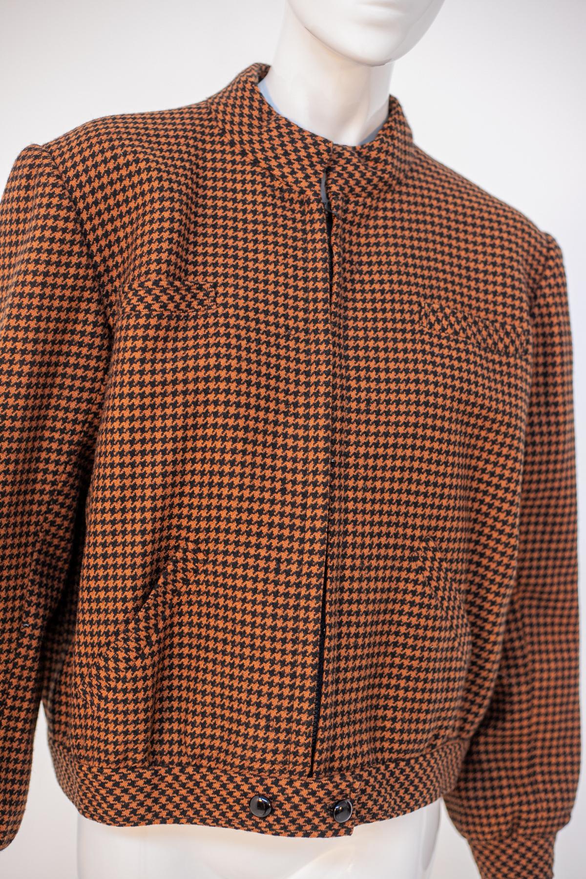 Women's Vintage Hexose Wool Houndstooth Jacket For Sale