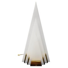 Retro Heyco Art Deco Style Brass & Acrylic Pyramid Table Lamp