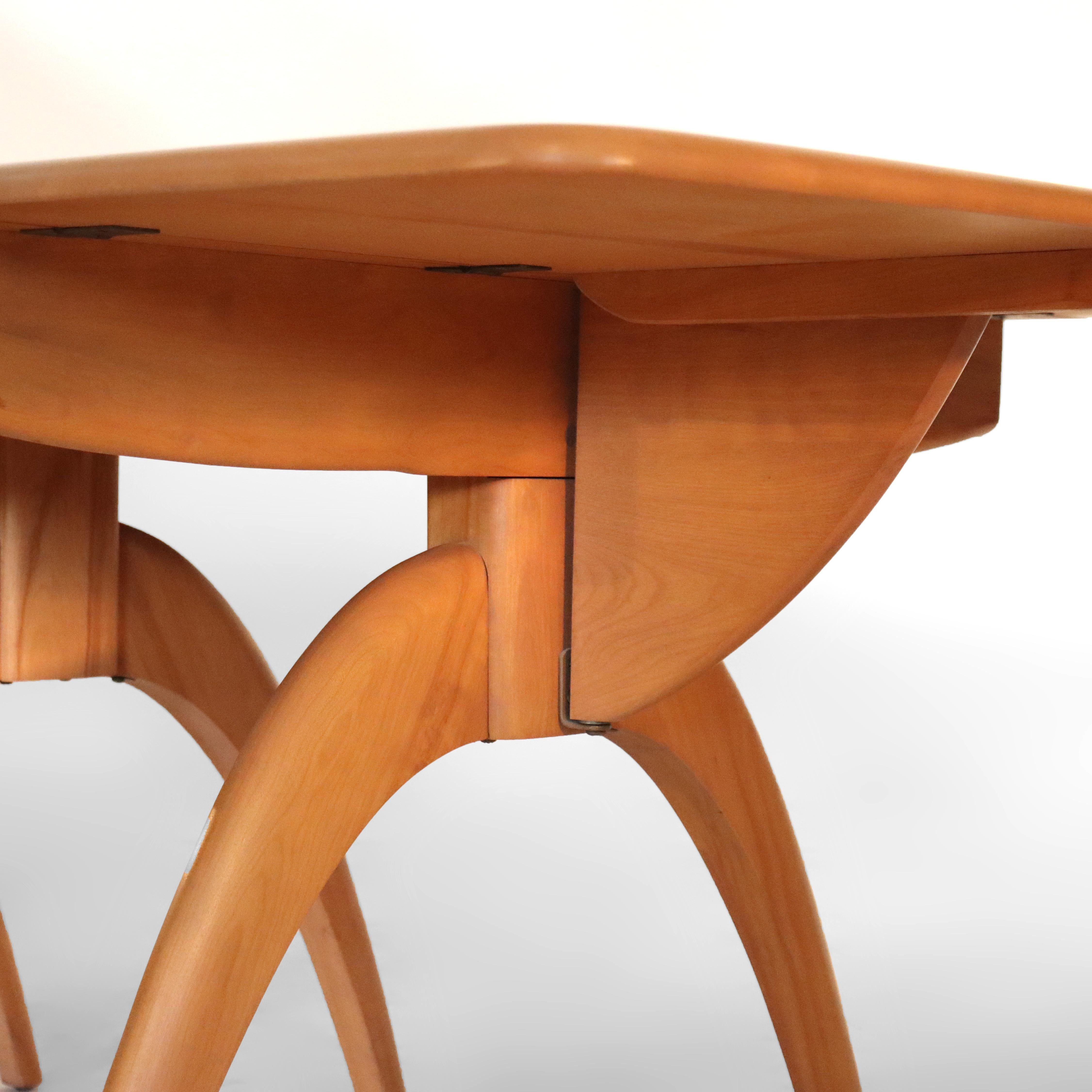 Vintage Heywood Wakefield Champagne Finish Birch Wishbone Drop Leaf Table C1950 en vente 6