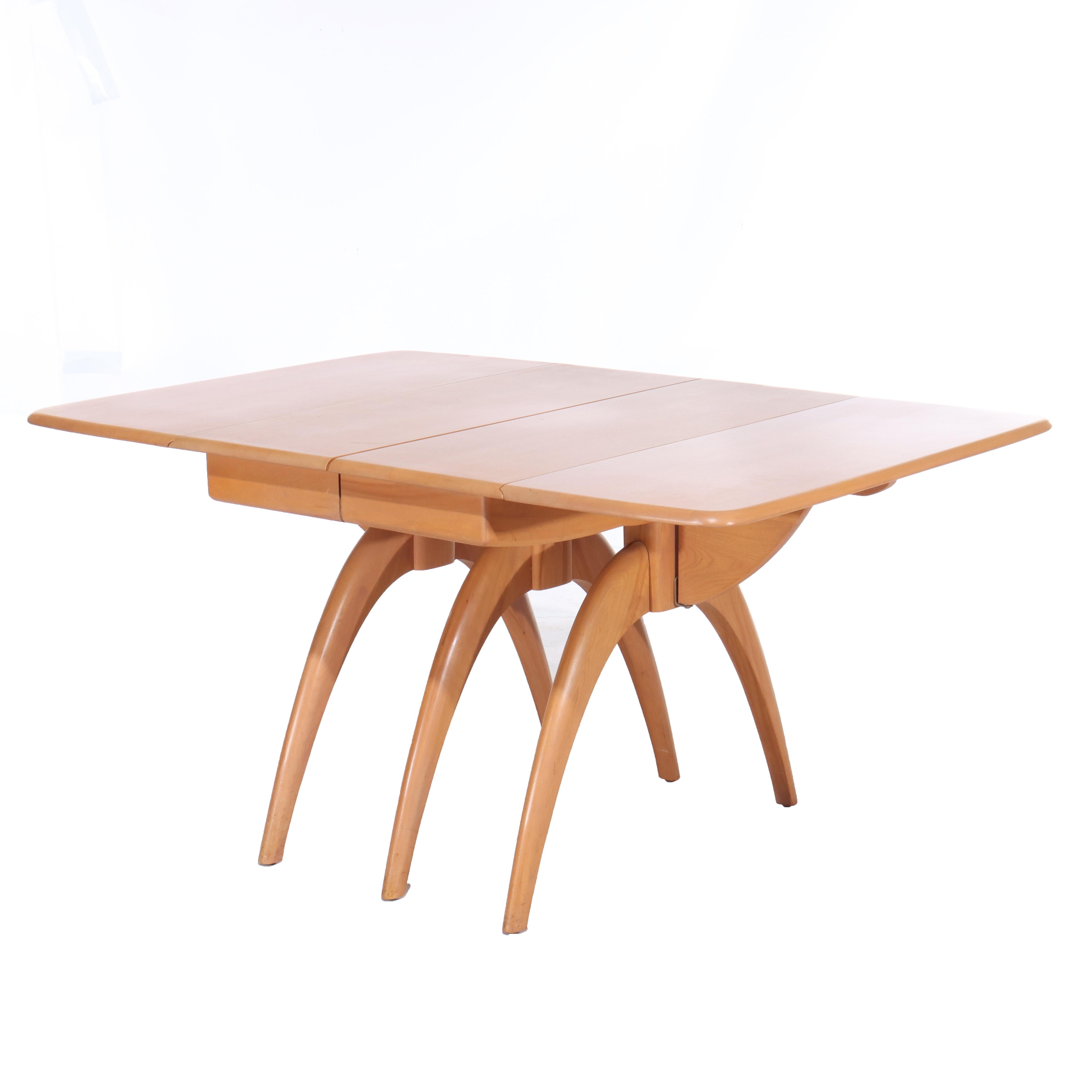 Vintage Heywood Wakefield Champagne Finish Birch Wishbone Drop Leaf Table C1950 en vente 1