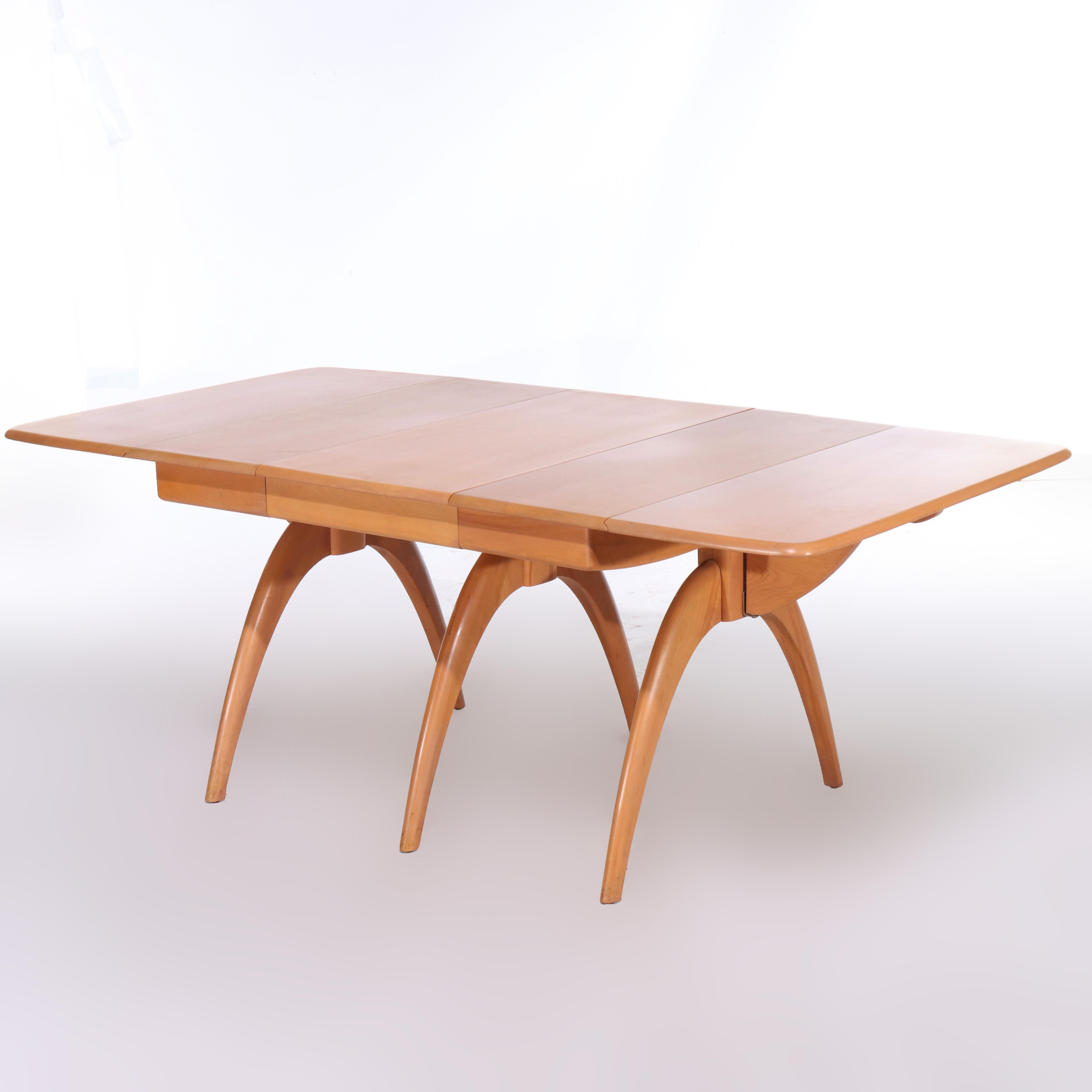 Vintage Heywood Wakefield Champagne Finish Birch Wishbone Drop Leaf Table C1950 en vente 2