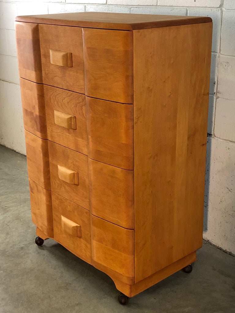 Vintage Heywood Wakefield Maple Wood Tall Dresser at 1stDibs