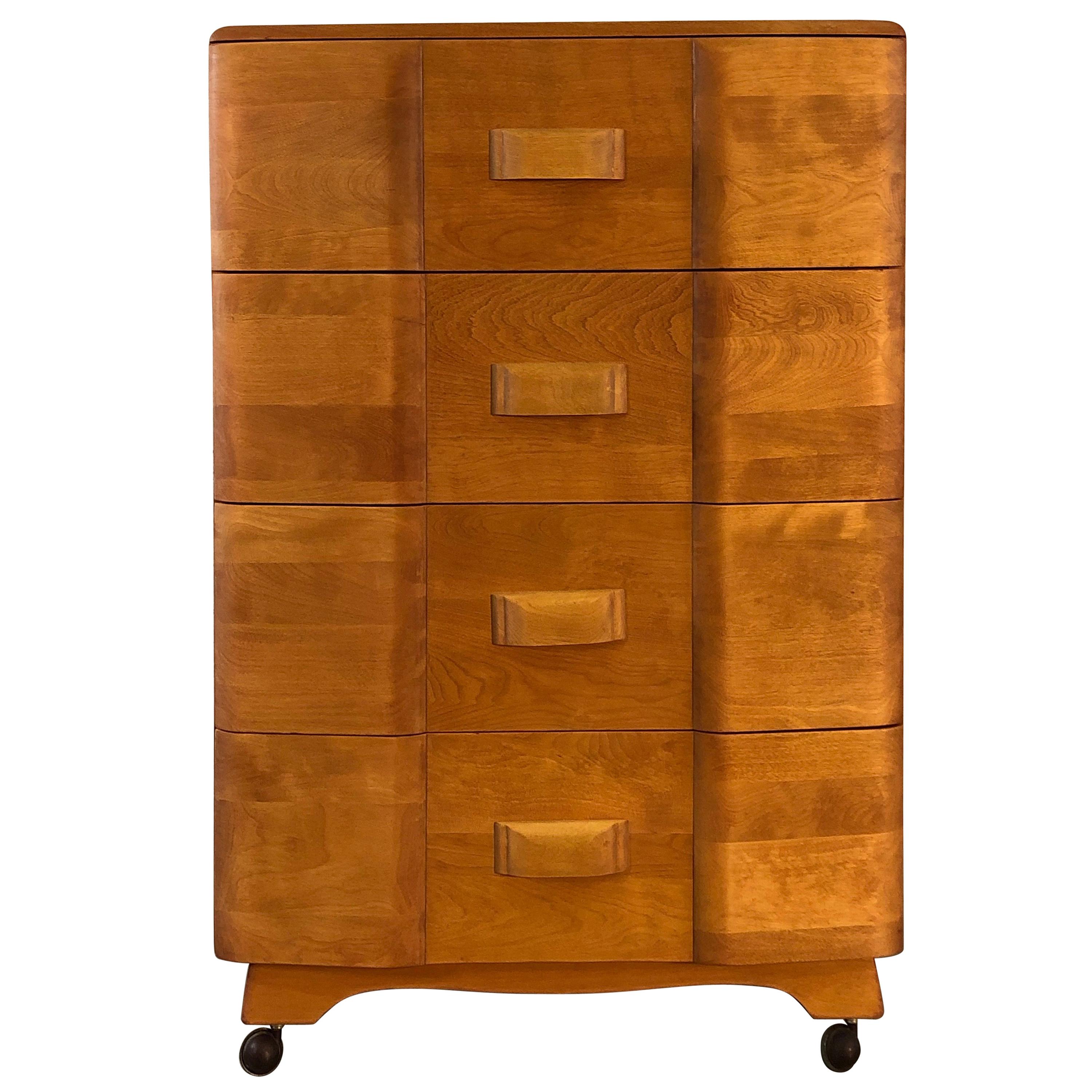 Vintage Heywood Wakefield Maple Wood Tall Dresser at 1stDibs