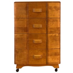 Vintage Heywood Wakefield Maple Wood Tall Dresser