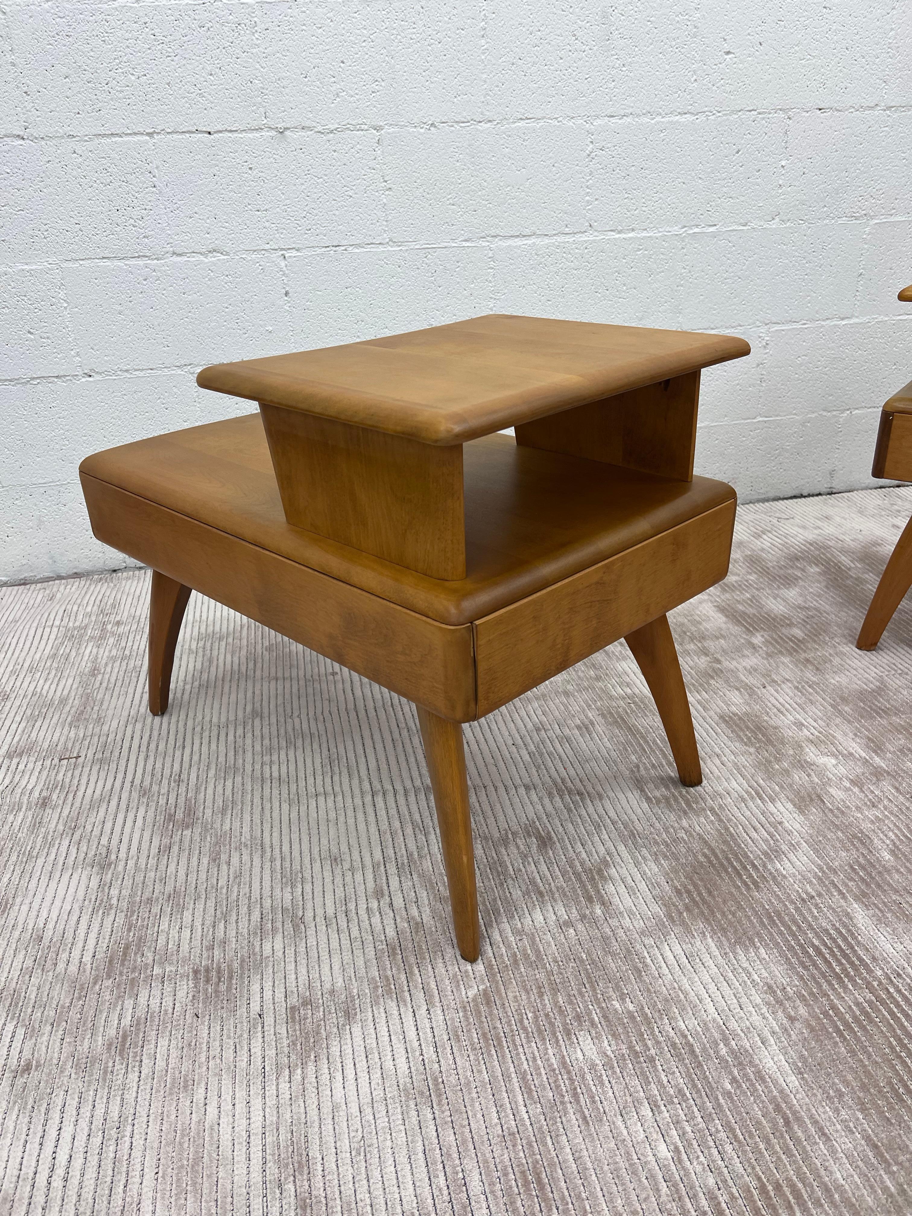 Mid-Century Modern Vintage Heywood Wakefield Mid Century modern 2 Tier Side Table with Drawer For Sale